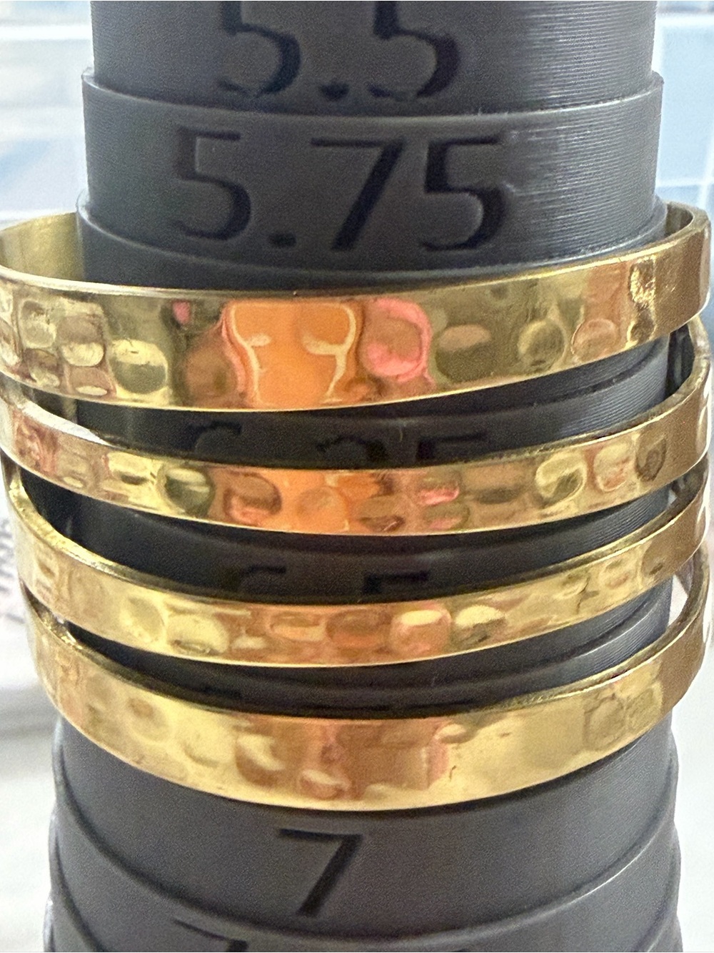 Gold Tone Hammered Multi-Band Cuff Bracelet - Picture 4 of 4